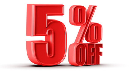5 Percent Off Sale Red Number Promotion