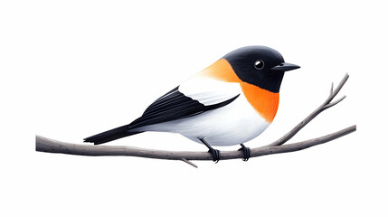 Fototapeta premium Black White And Orange Bird Perched On A Branch