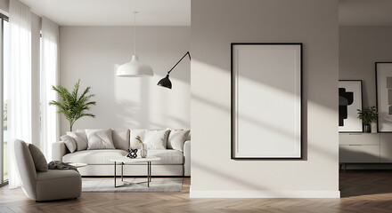 Modern Minimalist Living Room Interior Design with Sunlight