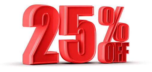 25 Percent Off Sale Red Number Promotion