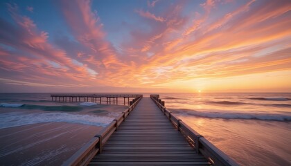 Fototapeta premium Serene Sunset Over a Tranquil Pier