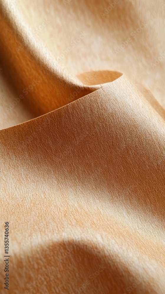 Poster abstract close-up of a textured, folded material with a subtle gradient from light to darker brown.
