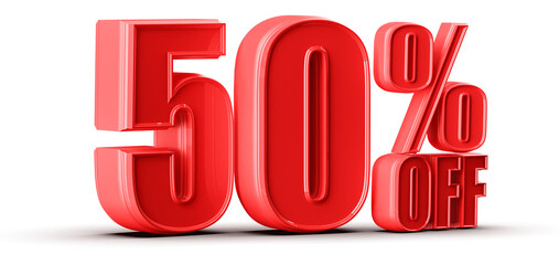 50 Percent Off Sale Red Number Promotion