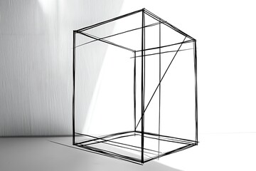 Geometric minimalist artwork a cube, exploring form and perspective in simple lines
