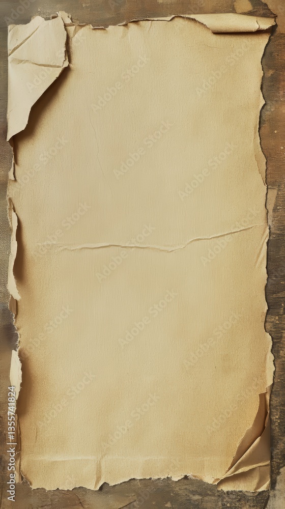 Aufkleber vintage paper texture: a weathered sheet with torn edges adds rustic charm and character to any desi