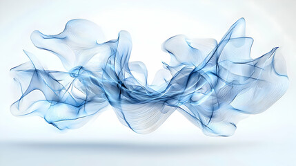 Abstract Blue Flowing Waves Digital Art