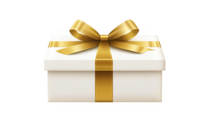 white gift box adorned with a shiny gold ribbon and bow symbolizing celebration and generosity it represents the joy of giving and receiving gifts on special occasions