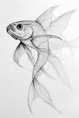 Geometric minimalist art a fish, simple lines conveying fluidity and life