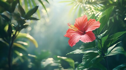 Lush Tropical Hibiscus Flower in Sunlight