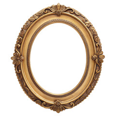 Vintage oval round photo frame isolated on transparent background. Png