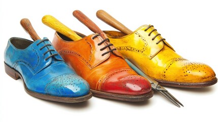 Colorful Tools for Shoe Repair in Isolated Setting