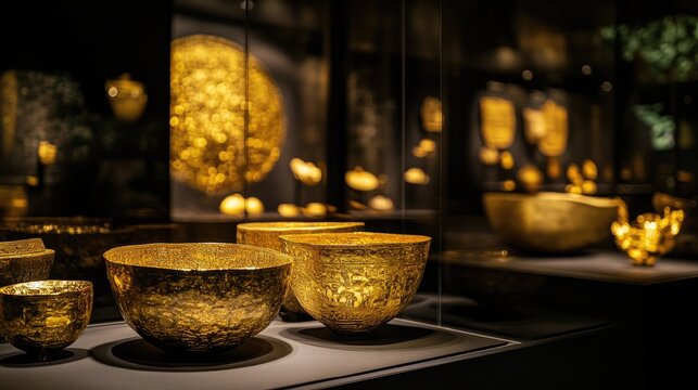 A captivating collection of ancient gold artifacts in the Museo del Oro, Bogot showcasing Colombia historic cultural legacy