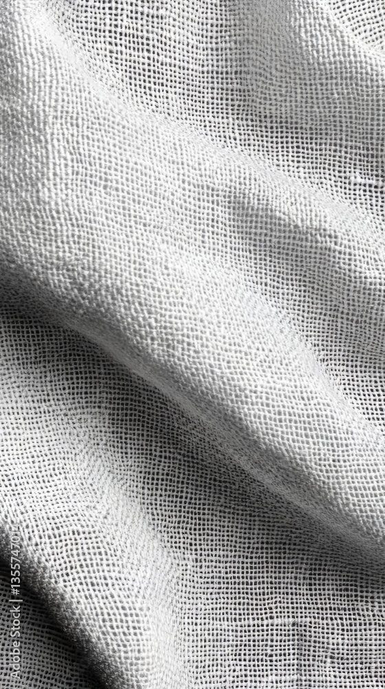 Aufkleber delicate light gray woven fabric texture, soft and airy, creating depth with subtle shadows and fold