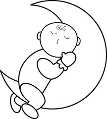 moon baby sleeping newborn line element