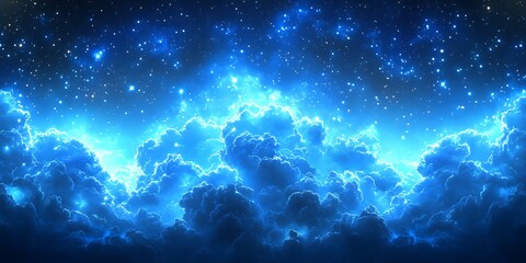 Fototapeta premium Night Sky Clouds Glow.