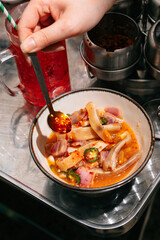 delicious food in asian restaurant 