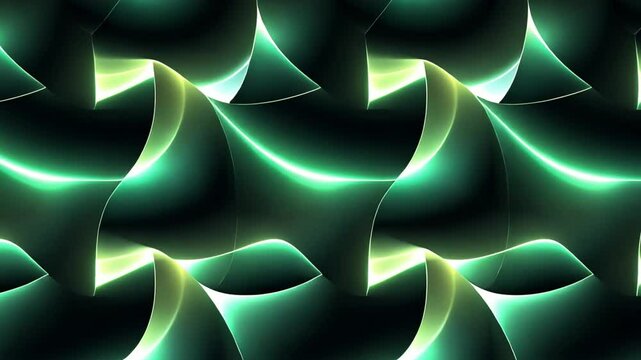 Abstract Geometric Design: This stunning composition presents a repeating pattern of luminous, flowing shapes, creating an interplay of light and shadow that evokes movement and depth.