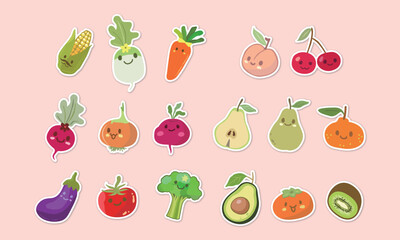 Fruit and vegetable stickers, food background image, texture banner