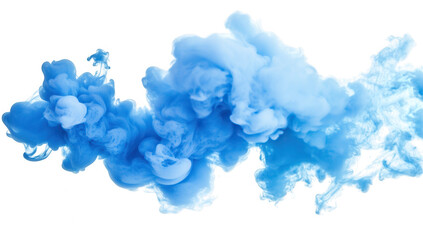 a vibrant swirl of blue smoke creates an ethereal and dynamic visual effect against a white background often used in artistic designs photography or digital media