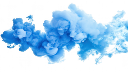 a vibrant swirl of blue smoke creates an ethereal and dynamic visual effect against a white background often used in artistic designs photography or digital media