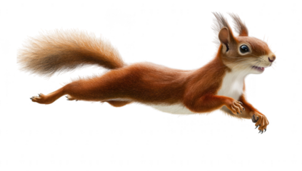 squirrel in mid-leap showcasing its agile form and vibrant fur. essence of wildlife dynamics and the beauty of nature
