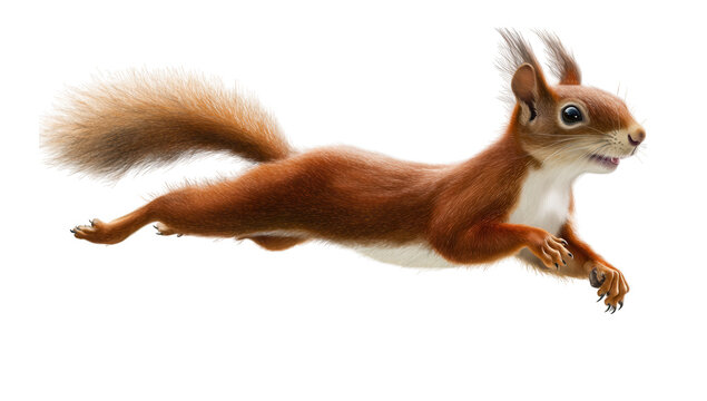 squirrel in mid-leap showcasing its agile form and vibrant fur. essence of wildlife dynamics and the beauty of nature