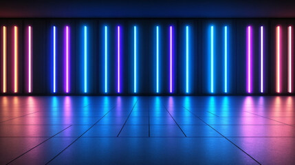 Fototapeta premium Neon lights in futuristic abstract background