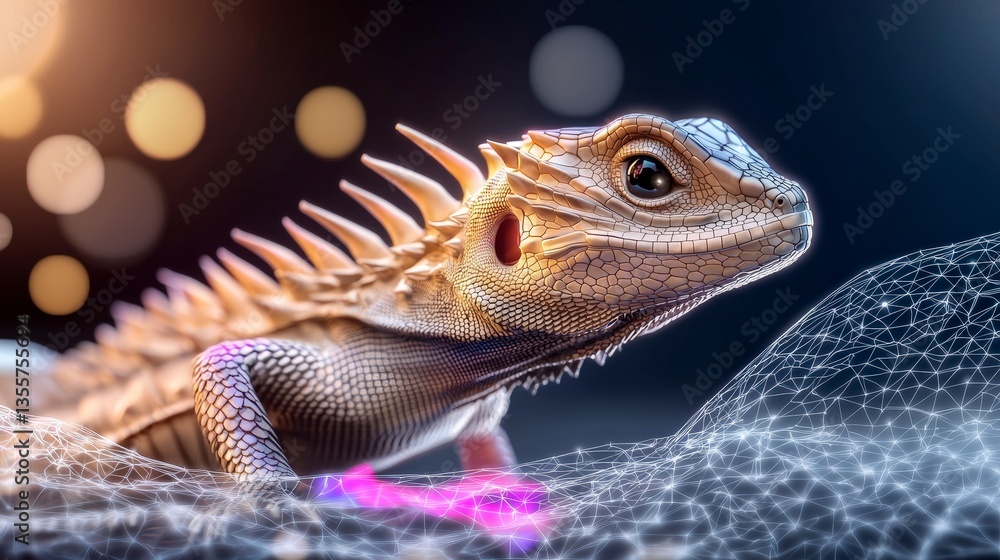 Poster ai generated lizard hyperrealistic reptile in digital world