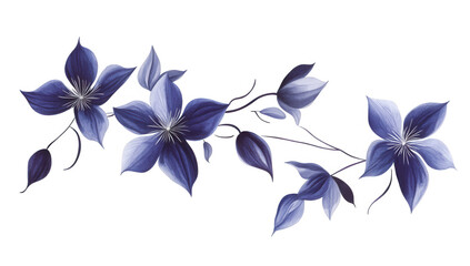 Obraz premium arrangement of blue and purple flowers with elegant petals and slender leaves creating a serene and artistic floral design
