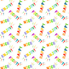 カラフルな英単語のパターン　手描き水彩イラスト・手書き文字の素材