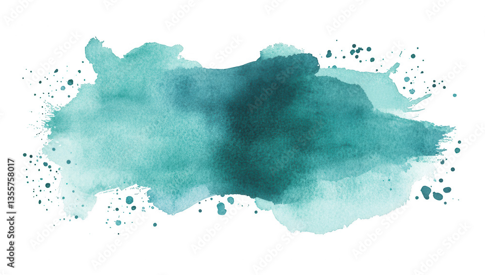 Aufkleber a soft watercolor splash in shades of teal creating an abstract background with a blend of textures 