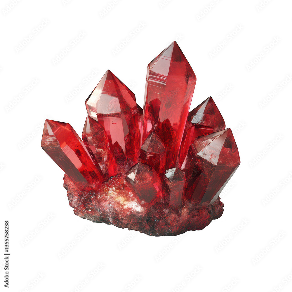 Aufkleber a cluster of vibrant red crystals showcasing pointed formations with a glossy surface set against a 