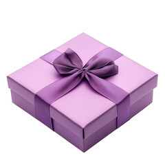 Obraz premium a beautifully wrapped purple gift box adorned with a matching ribbon perfect for special occasions such as birthdays or celebrations its elegant design adds a touch of charm to any gifting experience