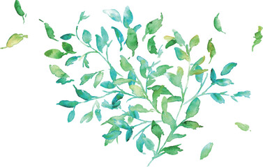 水彩画。水彩タッチの草木ベクターイラスト。葉っぱの水彩イラスト。植物ベクターフレーム。自然エコ。Watercolor painting. Watercolor touch grass vector illustration. Watercolor illustration of leaves. Plant vector frame. Nature ecology.