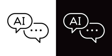 AIとの会話のシンプルなラインアイコン