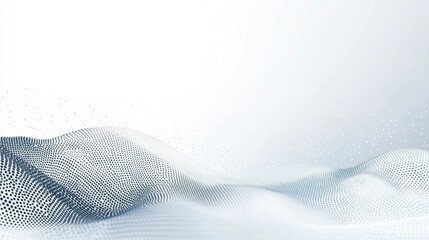 Abstract technological landscape with wave of dots on a light backdrop