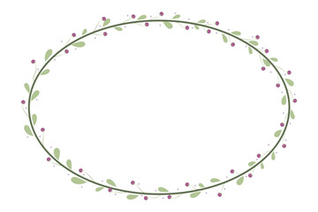 Oval Circle Wreath Frame And Green Leaf Decoration