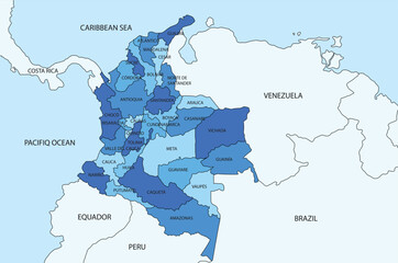Obraz premium Colombia map blue vector design illustration