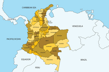 Colombia maps yellow vector design illustration