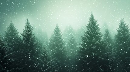 Naklejka premium Enchanted pine forest blur, celestial sparkle overlay, floating light particles, emerald holiday atmosphere, dreamy bokeh texture, ethereal depth gradient, magical winter ambiance