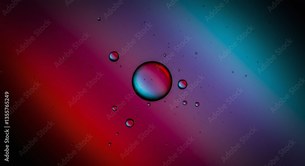 Poster abstract image of water droplets with colorful gradient