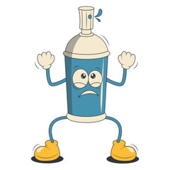 Spray Can Retro Cartoon Character. Psychedelic Character in 1970s Style. 