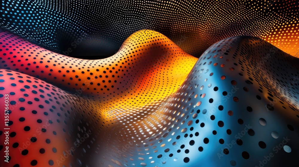 Aufkleber An abstract long exposure shot of polka dot patterns creating dynamic motion and light, forming an engaging wallpaper background with vibrant colors