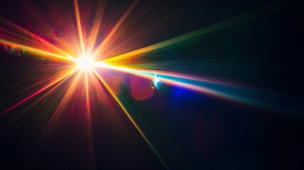 Luxurious optical flare with natural spectrum separation, floating translucent rainbow light captured in darkness, professional cinema lens characteristics, organic light dispersion creating aurora