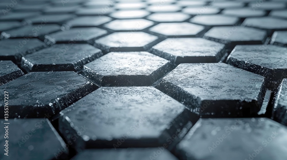 Poster abstract hexagonal metal texture: geometric pattern background for tech designs