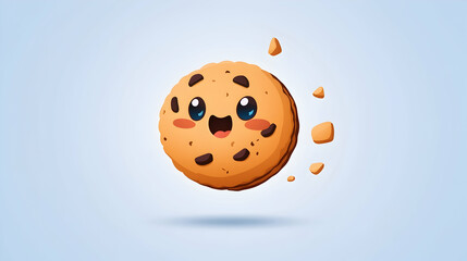 Naklejka premium Smiling Chocolate Chip Cookie Pixel Art Illustration