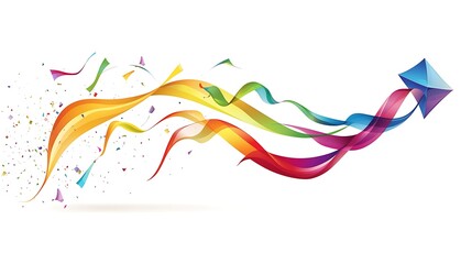 Kite design with colorful tail ribbons, great for outdoor event promotions