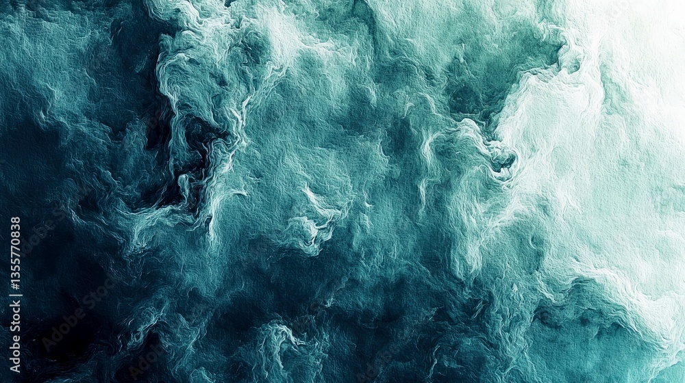 Poster abstract teal and blue ocean waves texture: dynamic fluid motion background design