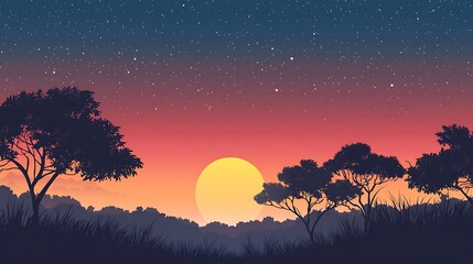 Landscape horizon with minimalist sunset colors, ideal for tranquil living spaces