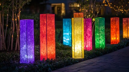 Lantern shapes with festival lights colors, perfect for cultural celebrations or event decor